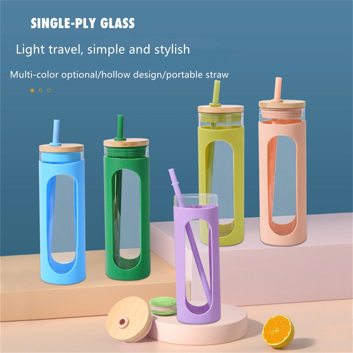 20oz Glass Water Tumbler with Straw and Lid Iced Coffee Cup 5