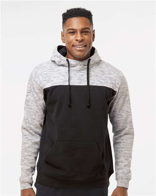Men's Mélange Fleece Colorblocked Hooded Sweatshirt - 8676, custom hoodie or sweatshirt with logo imprint 22