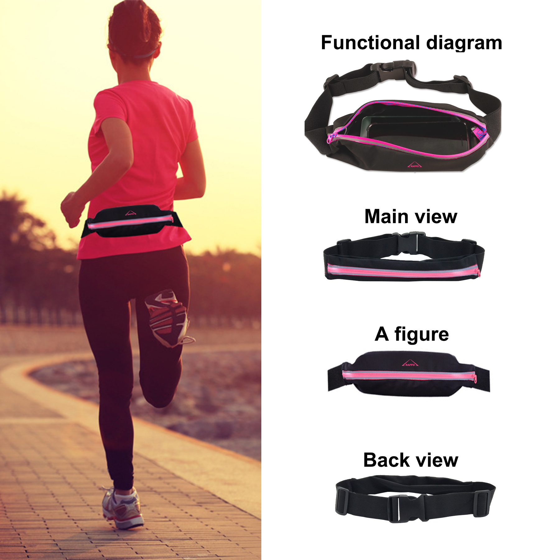 Outdoor Sport Reflective Stripe Belt Waist Bag 1