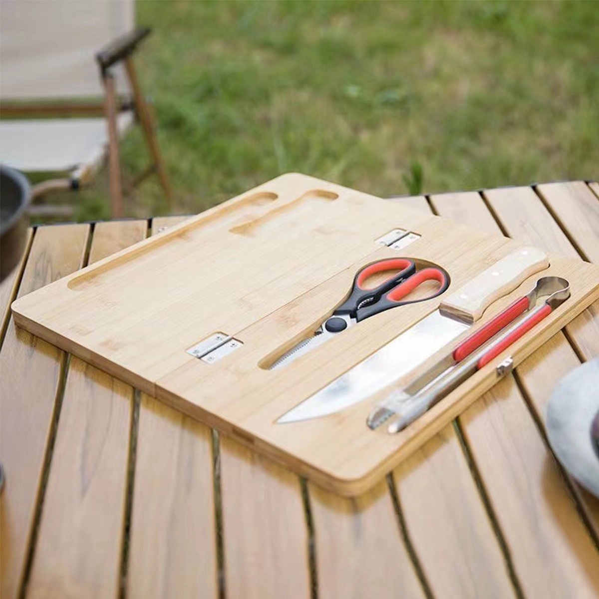 4 In 1 Potable Camping Wood Cutting Board Set 5