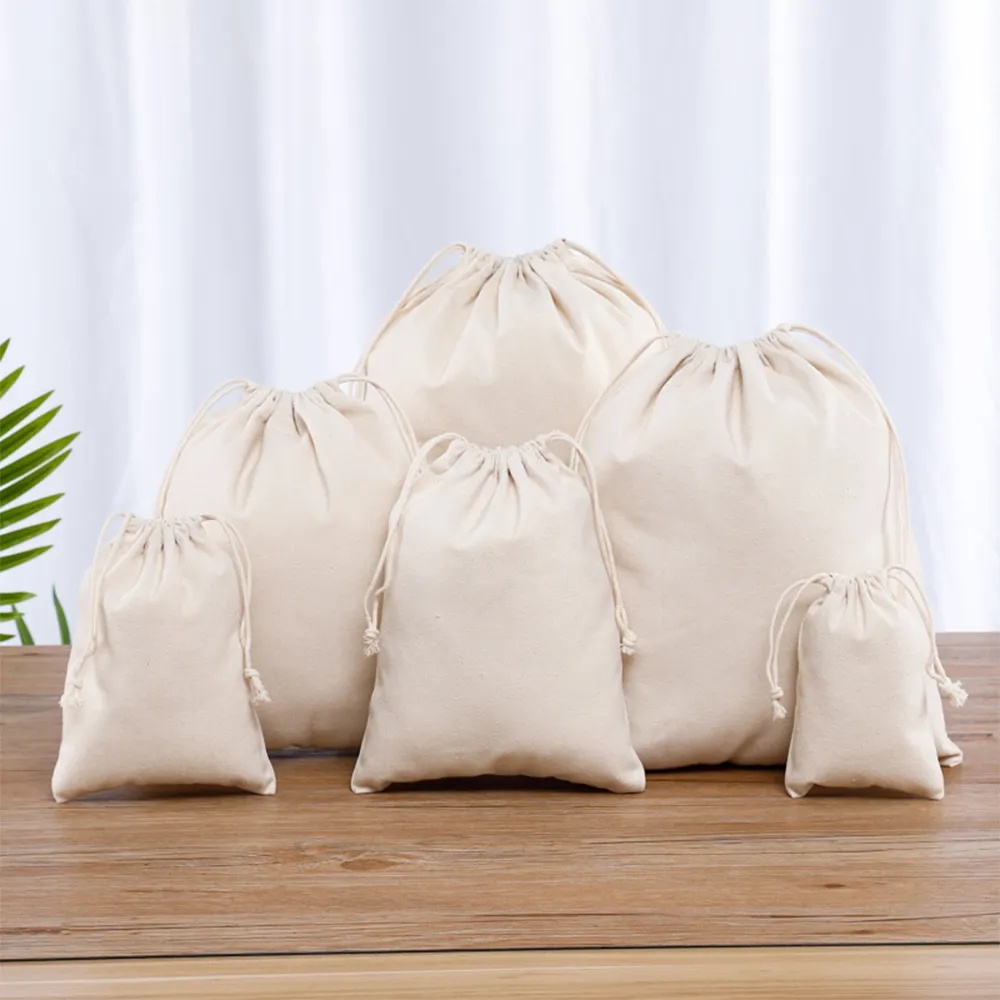 Organic Muslin Cotton Drawstring Bag 8