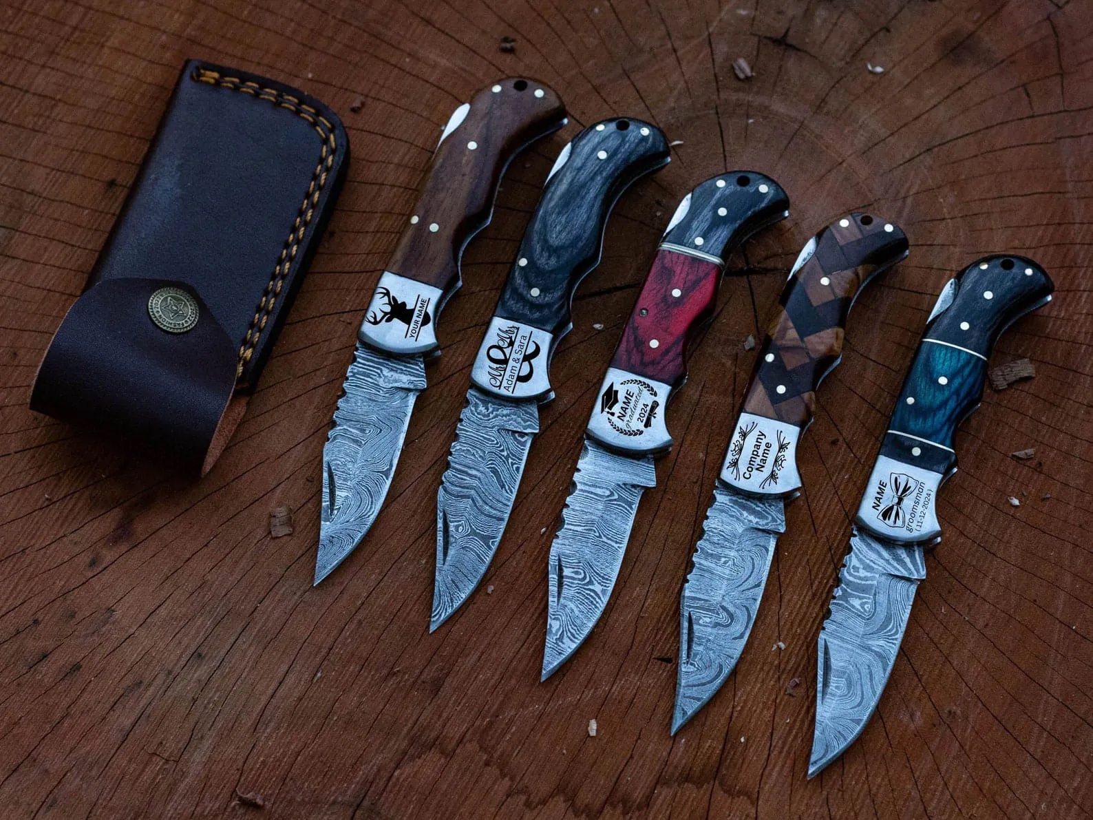Custom Handmade Damascus Pocket Knife 5