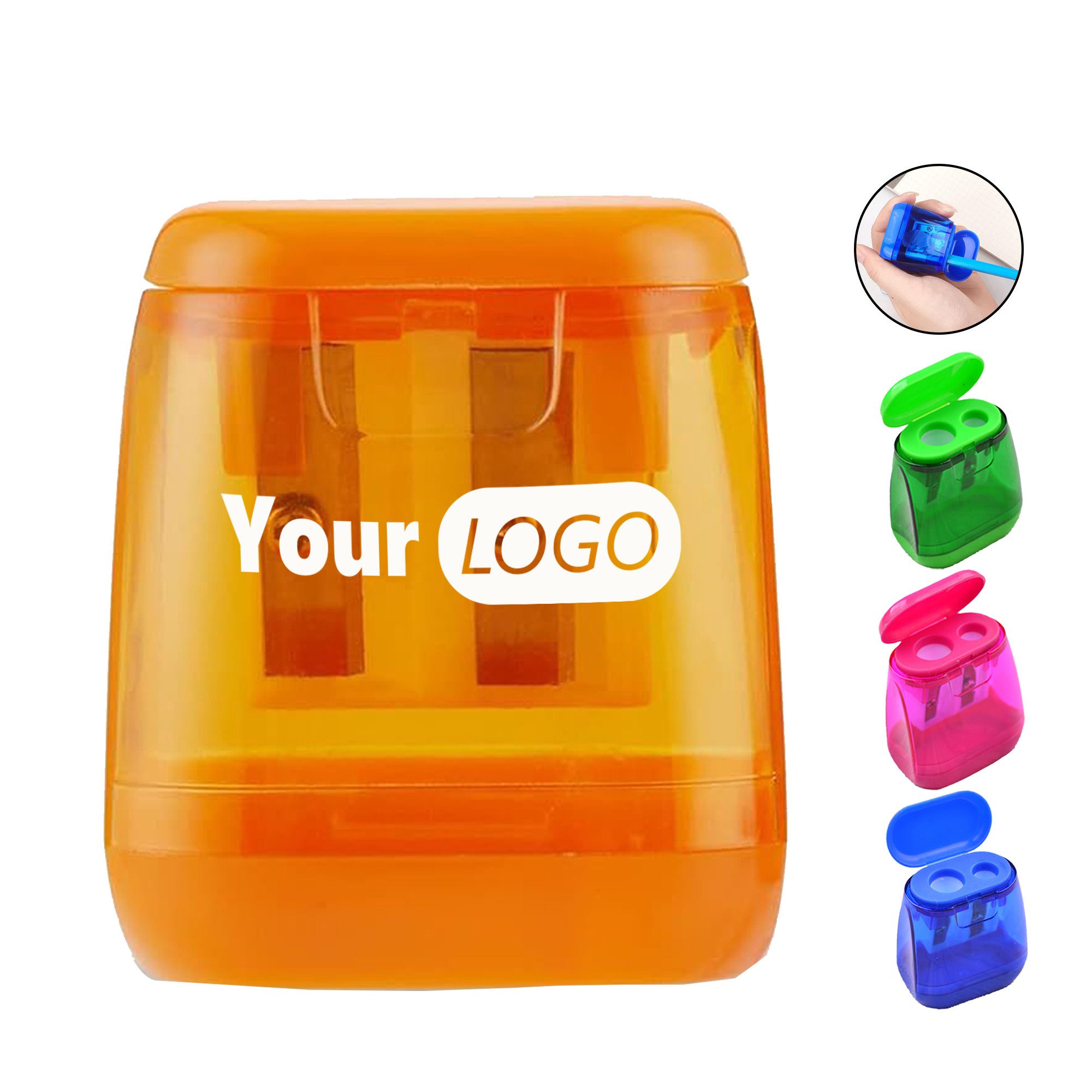 Double Hole Plastic Pencil Sharpener With Cover 2
