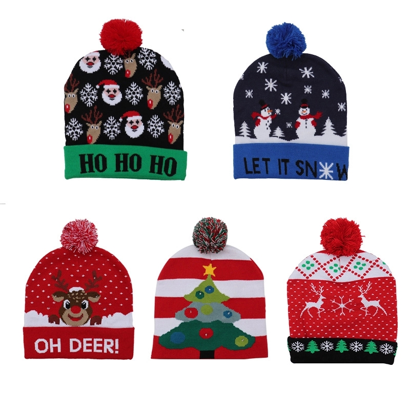LED Winter Beanie, Blinky Snowman Hats 4