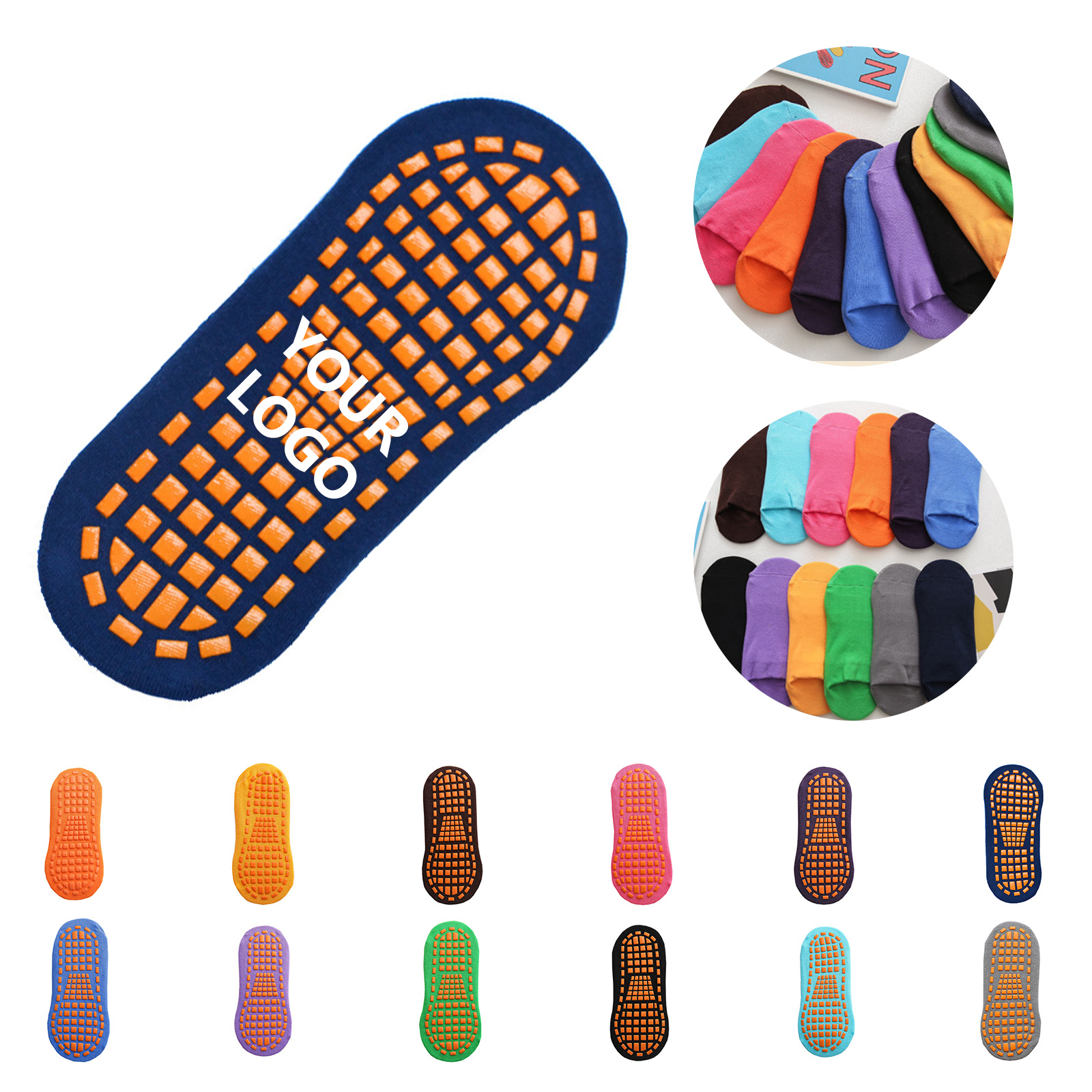 Poly Cotton Pilates Grip Sock With Traction Dots 7