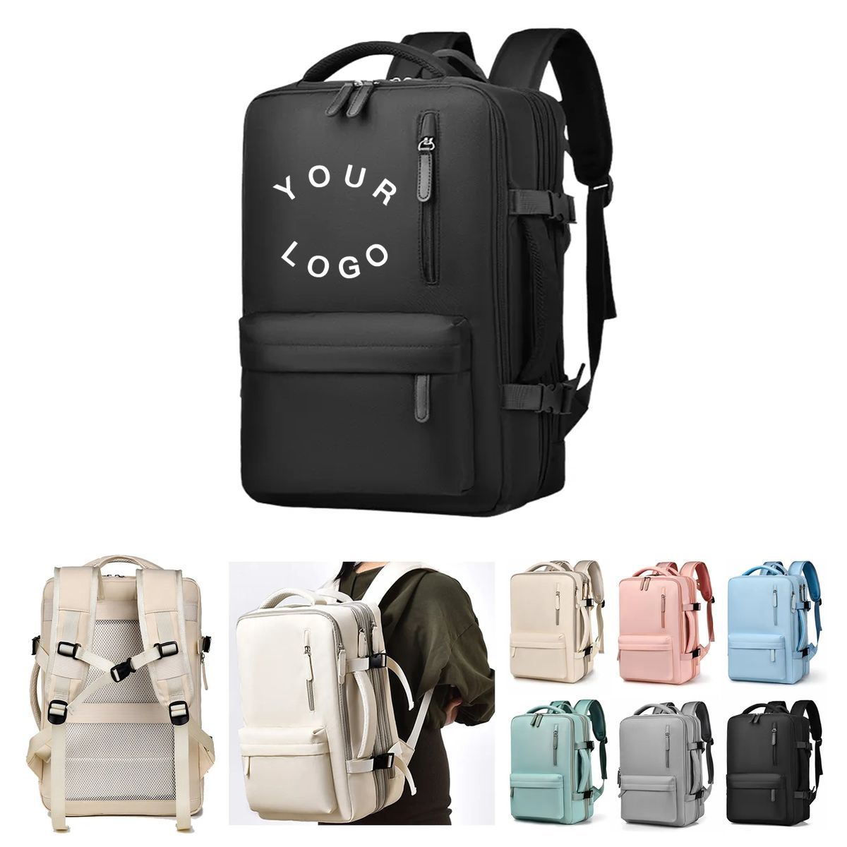 Expandable Polyester Travel Backpack with Large Capacity 5