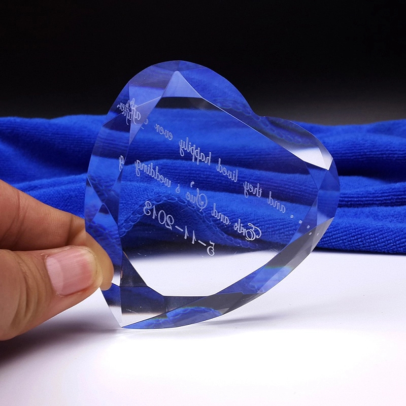 Crystal Heart Shaped Faceted Paperweight 7