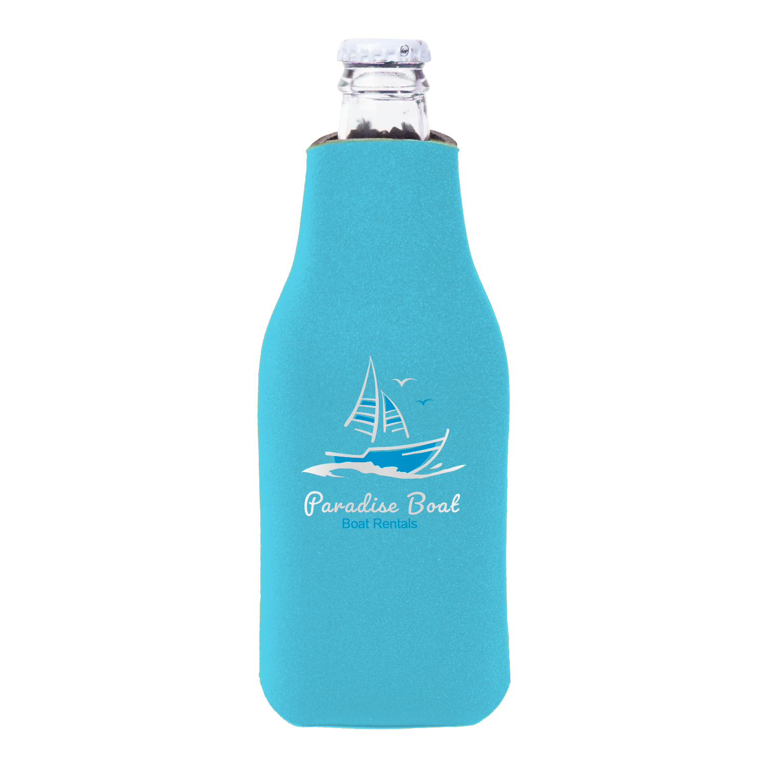 Zipper Beer Bottle Cooler (2 Color Imprint) 6