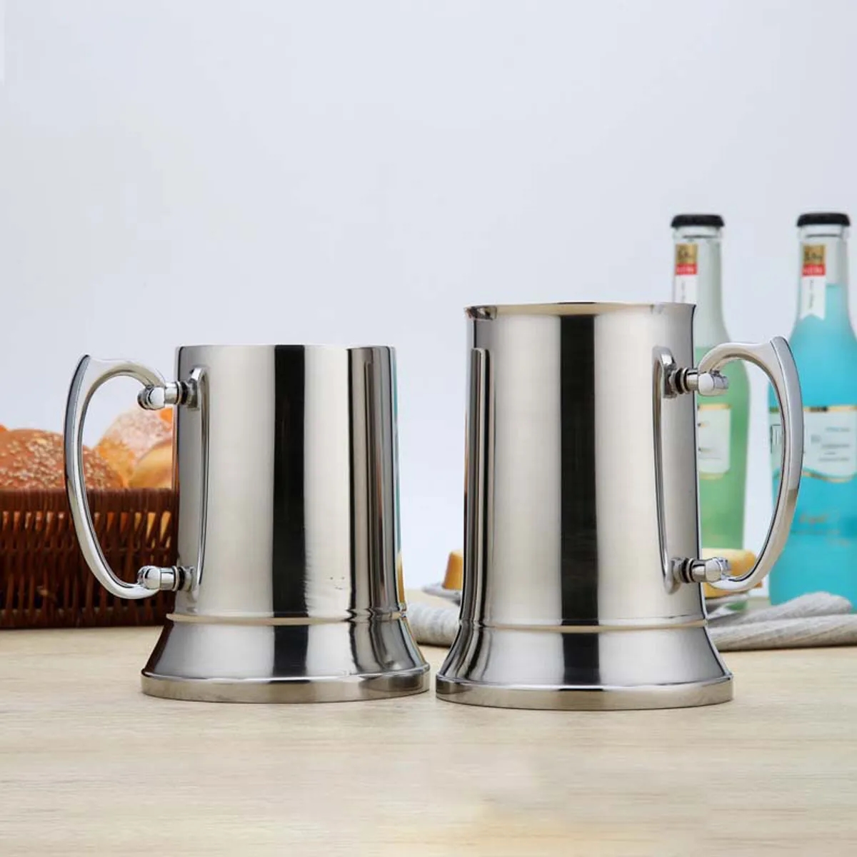Double Wall Vaccum Stainless Steel Beer Mug With Handle 1