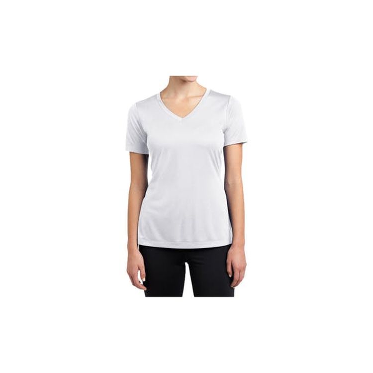 Women's V-Neck Fitted Tees - White XL Cotton Short Sleeve 2