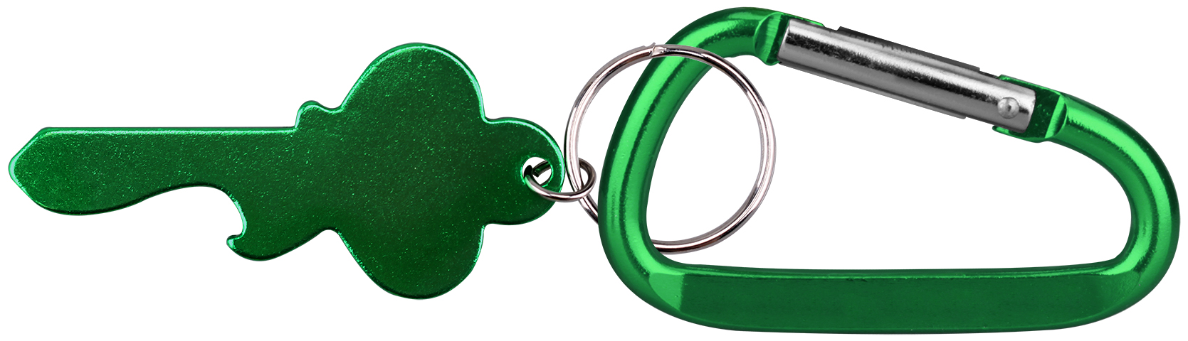 Key shape bottle opener with key ring and carabiner 1