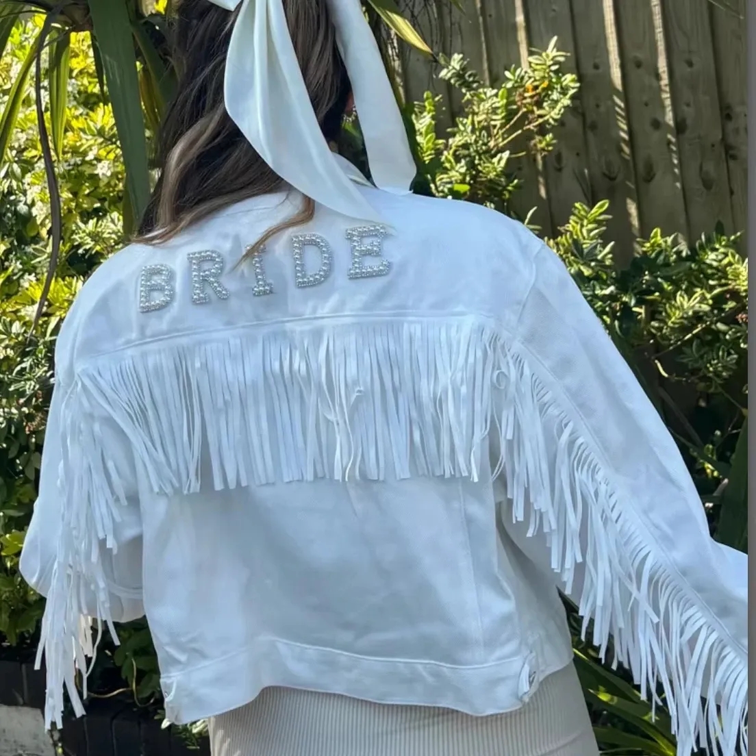 Women's Oversized Denim Jacket with Fringe Details 3