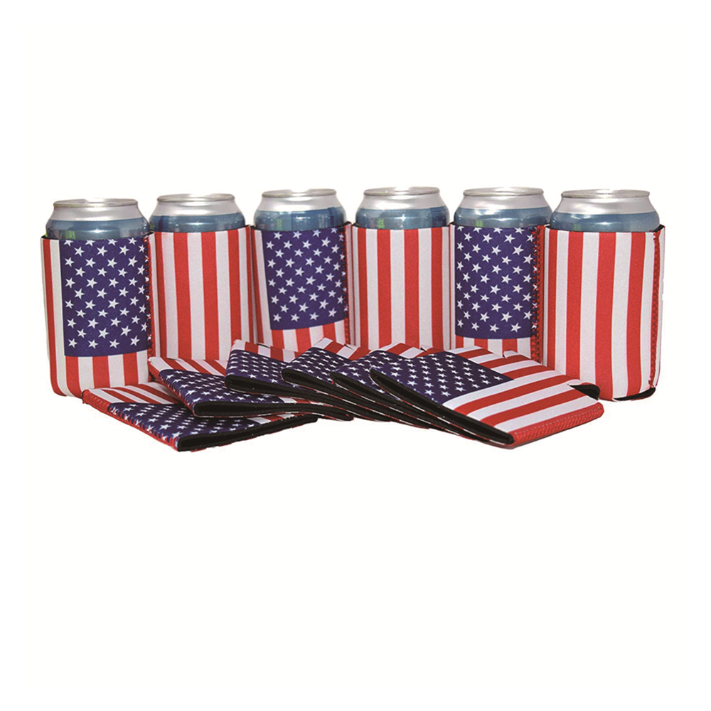 Neoprene American Flag Can Coolie, custom koozie with logo imprint 4