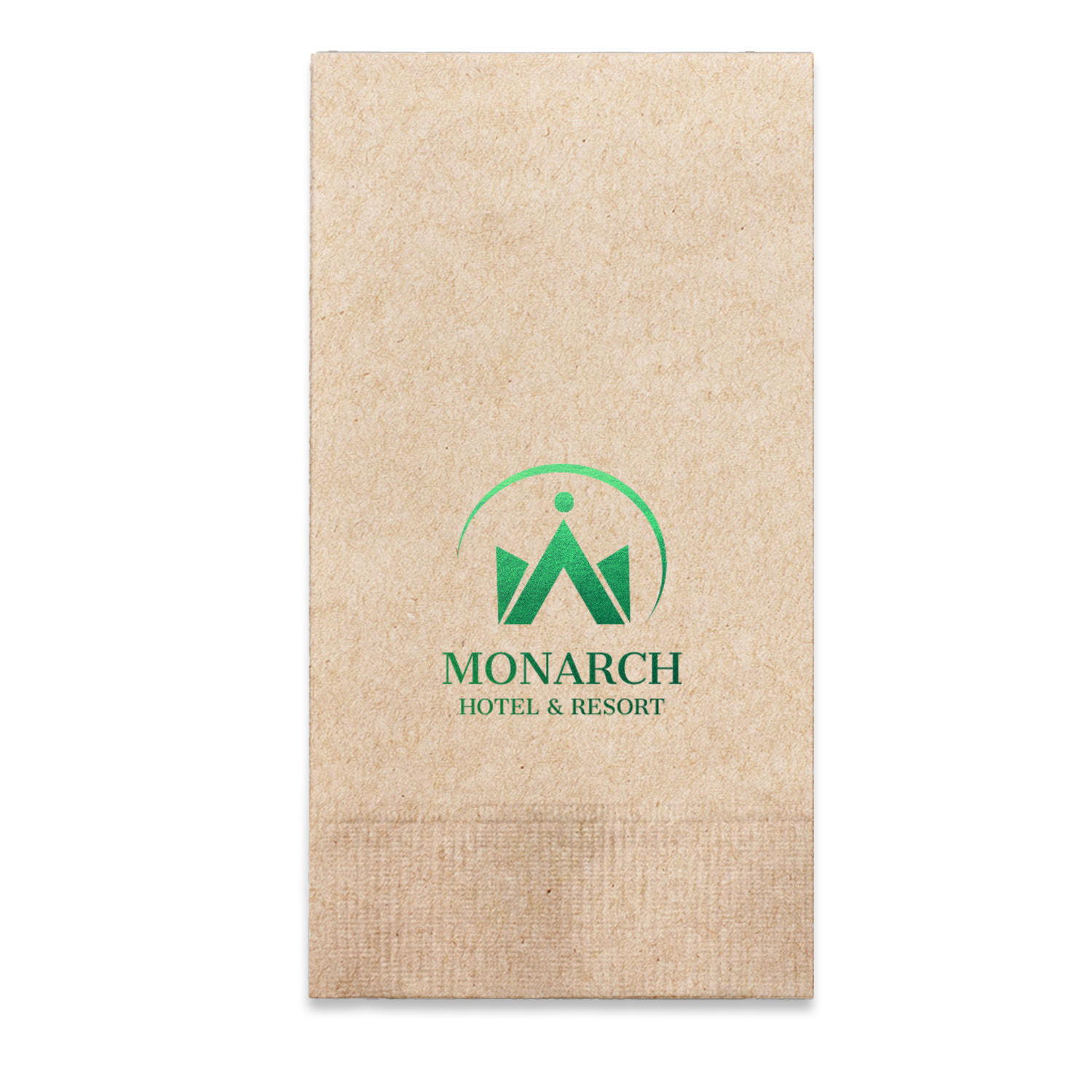 Foil Stamped 1-Ply Kraft Dinner Napkin - 1/8 Fold