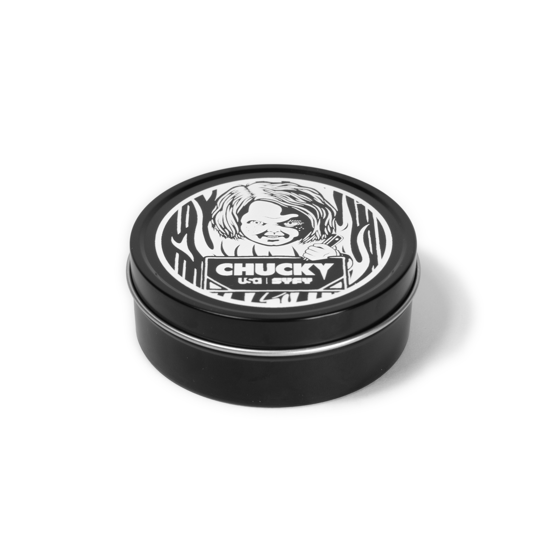 4 oz Tin Travel Candle Black with 4-C Imprint