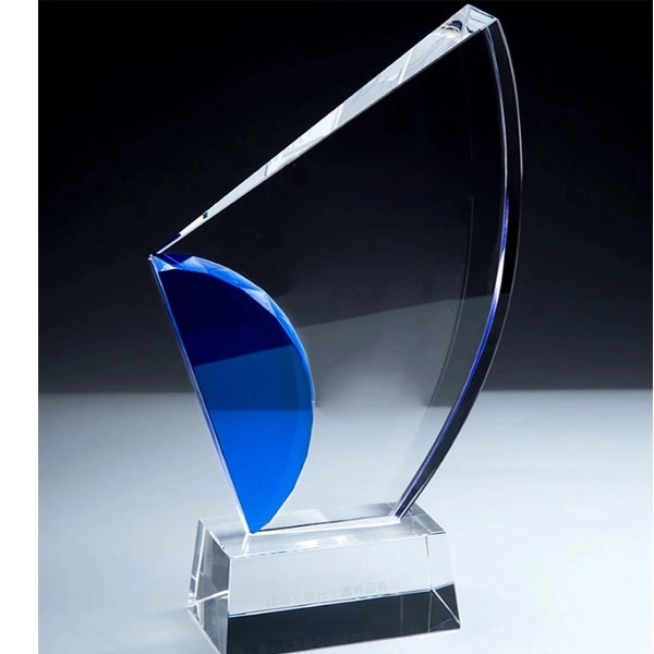 Avant Blue Sailboat Crystal Award 3