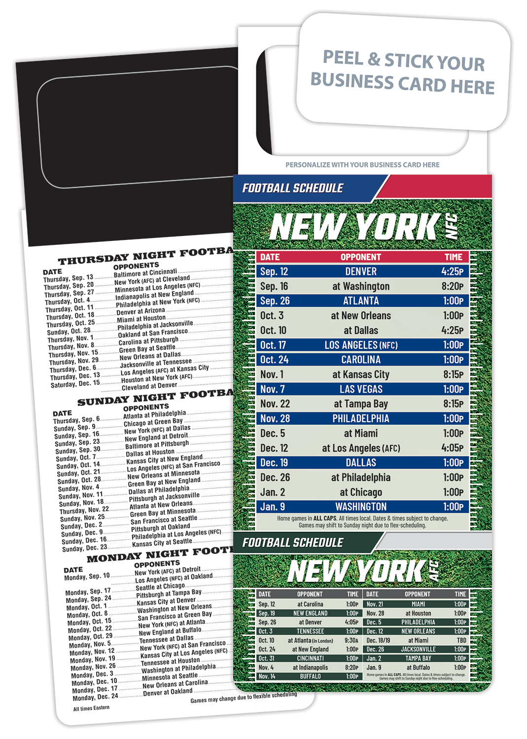 Pro Football Schedule Magnet - Peel and Stick Business Card (3.5x9) 1
