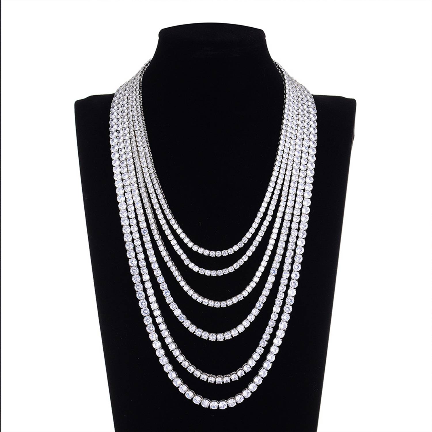 Alloy Rhinestones Row Tennis Chain 6