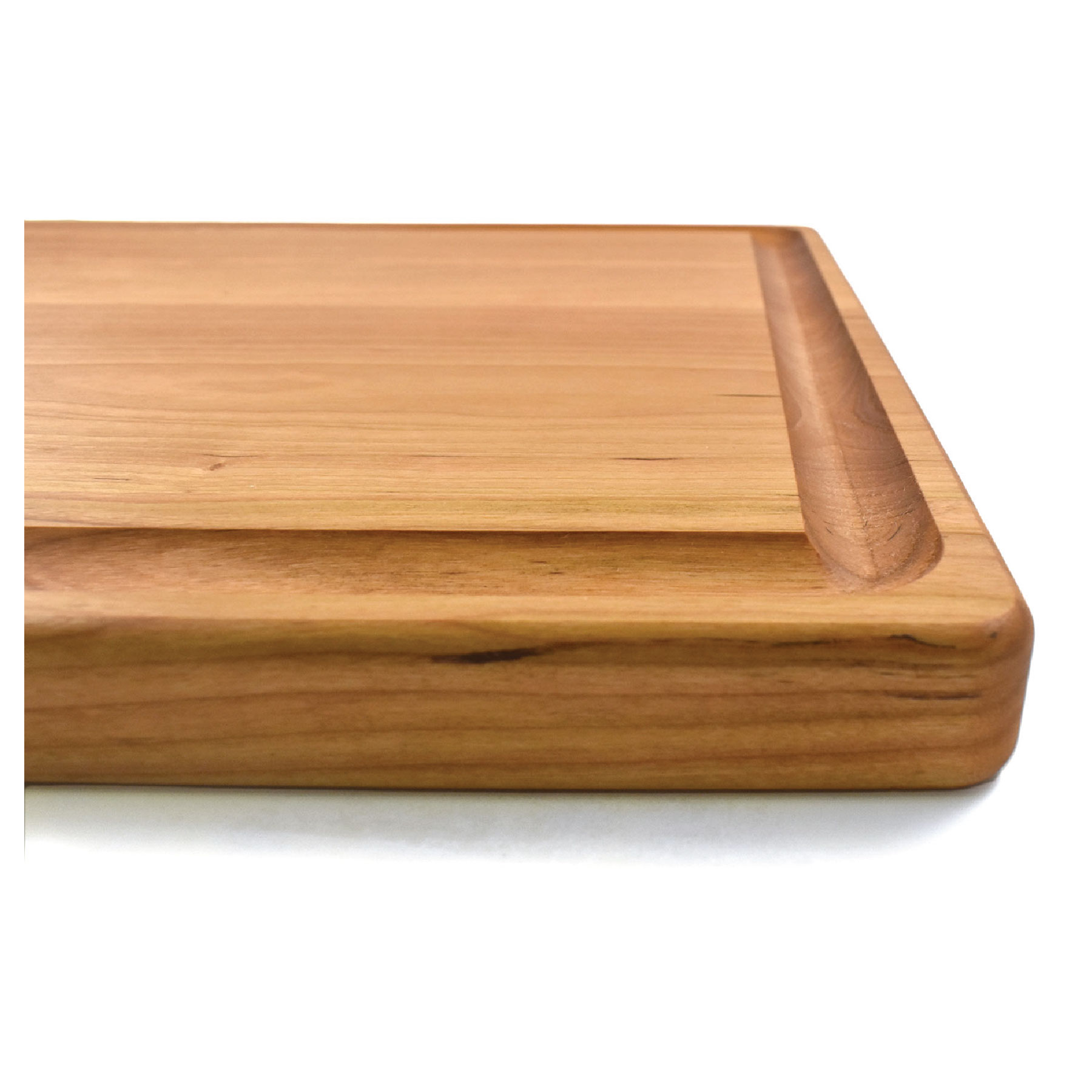 15" x 20" x 1 1/4" Cherry Rectangular Butcher Block with Juice Groove 1