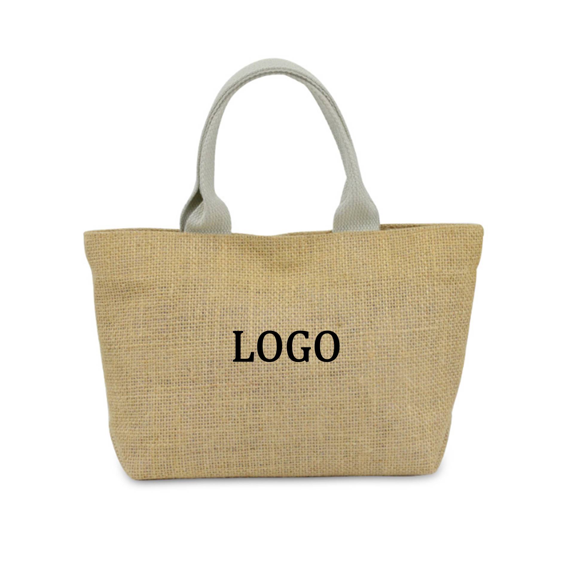 Natural Linen Reusable Grocery Shopping Bag, custom tote bag with logo imprint 3