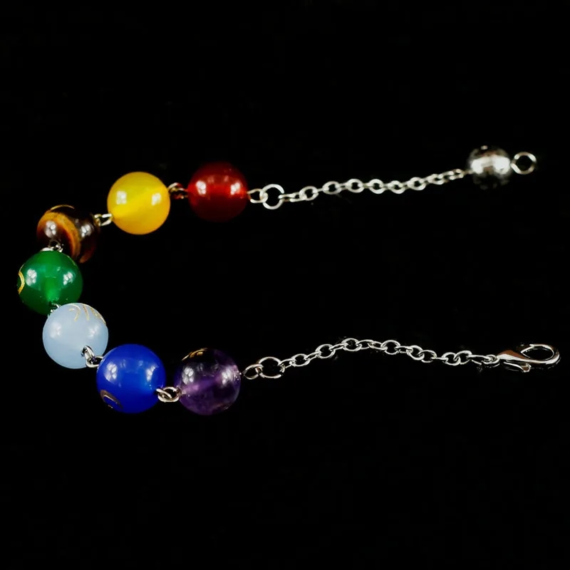 Beaded Gemstone Bracelet Stone Beads with Engraved Logo 5