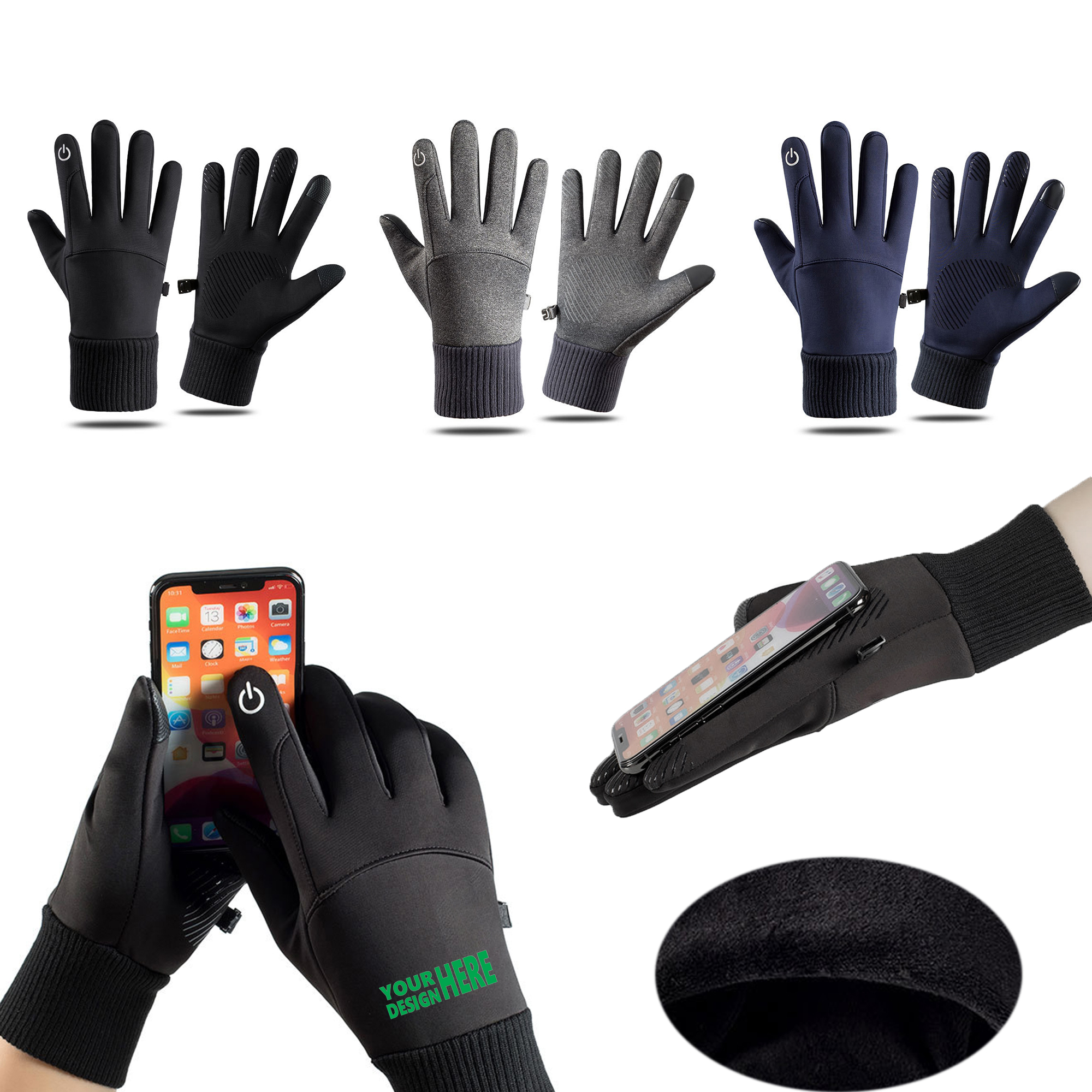 Touch Screen Winter Waterproof Filament Warm Cycling Gloves 2