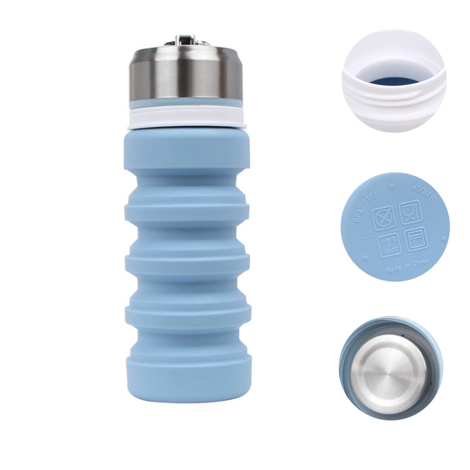 13.5Oz Silicone Collapsible water Bottle 2