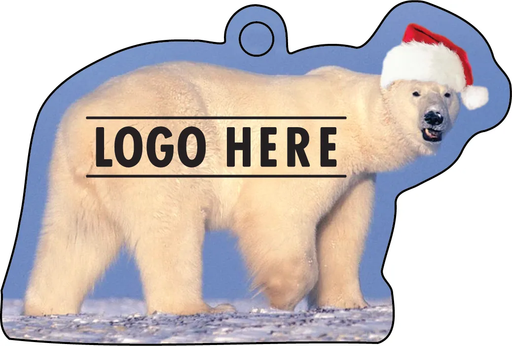 Full Color Acrylic Ornaments - Polar Bear w/ Santa Hat