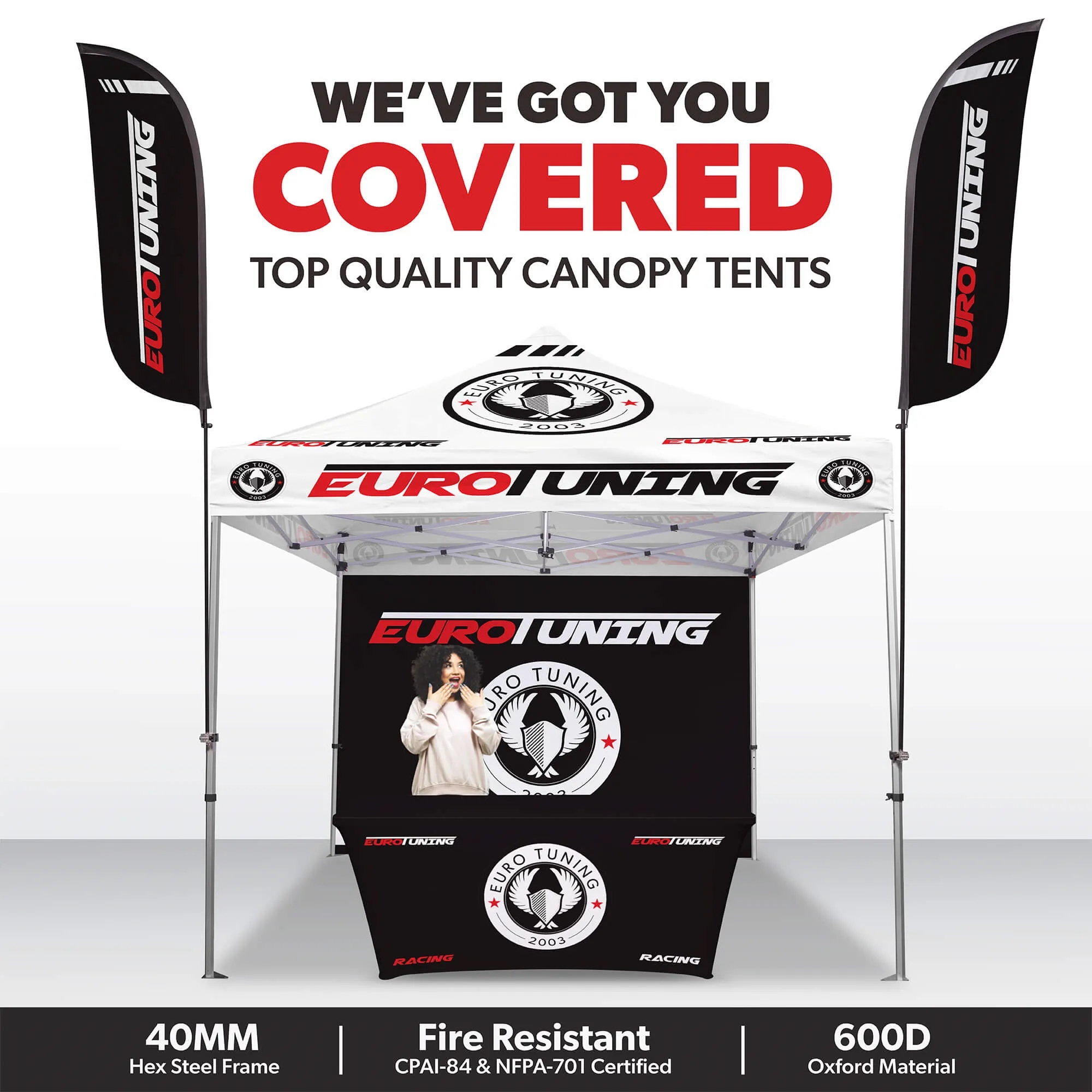 10ft x 10ft Custom Canopy Tent - Experience Silver Package 6