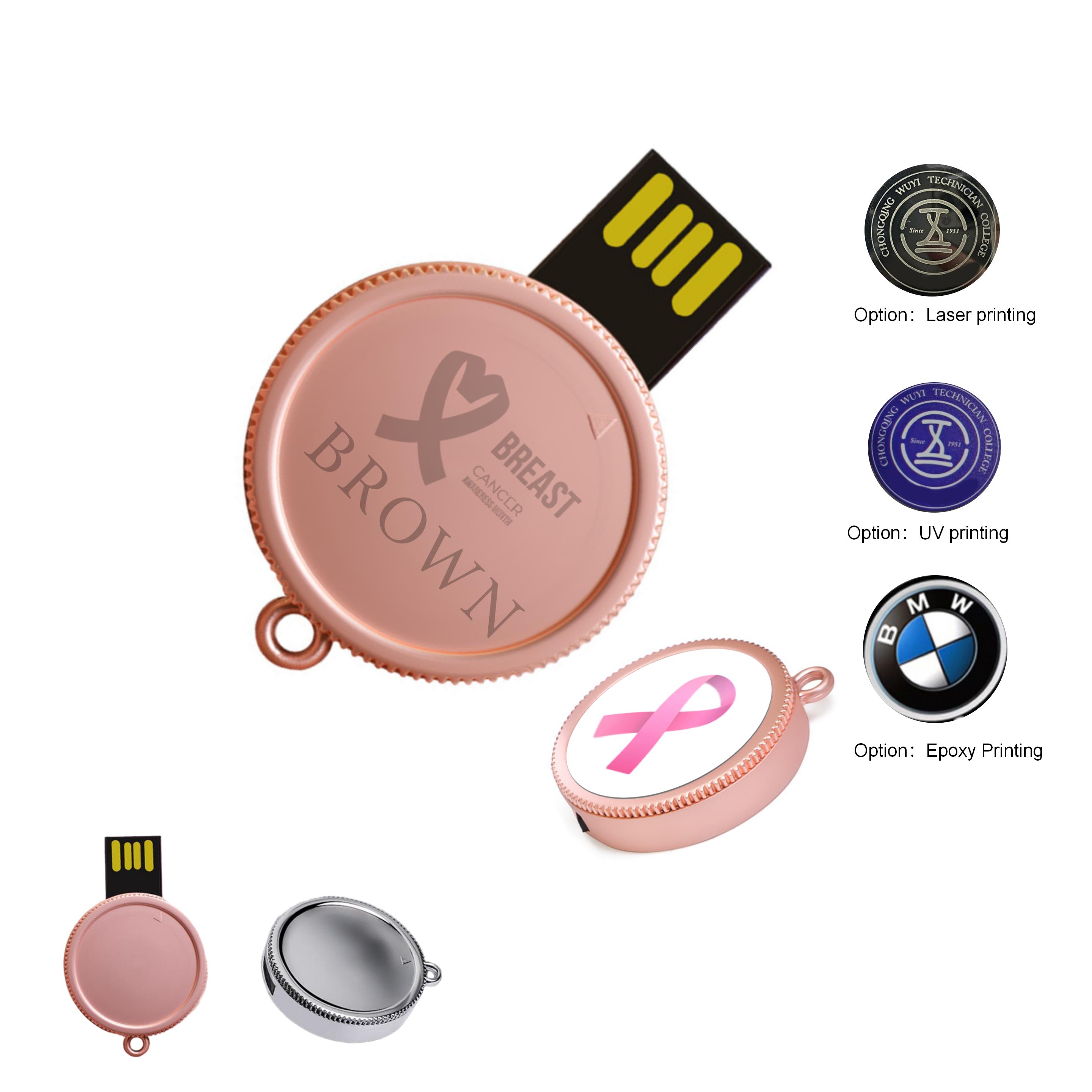 Round Metal Swivel USB Flash Drive 4GB 4