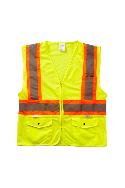 Xtreme Visibility DOT Class 2 Contrast Stripe Zip Vest 1