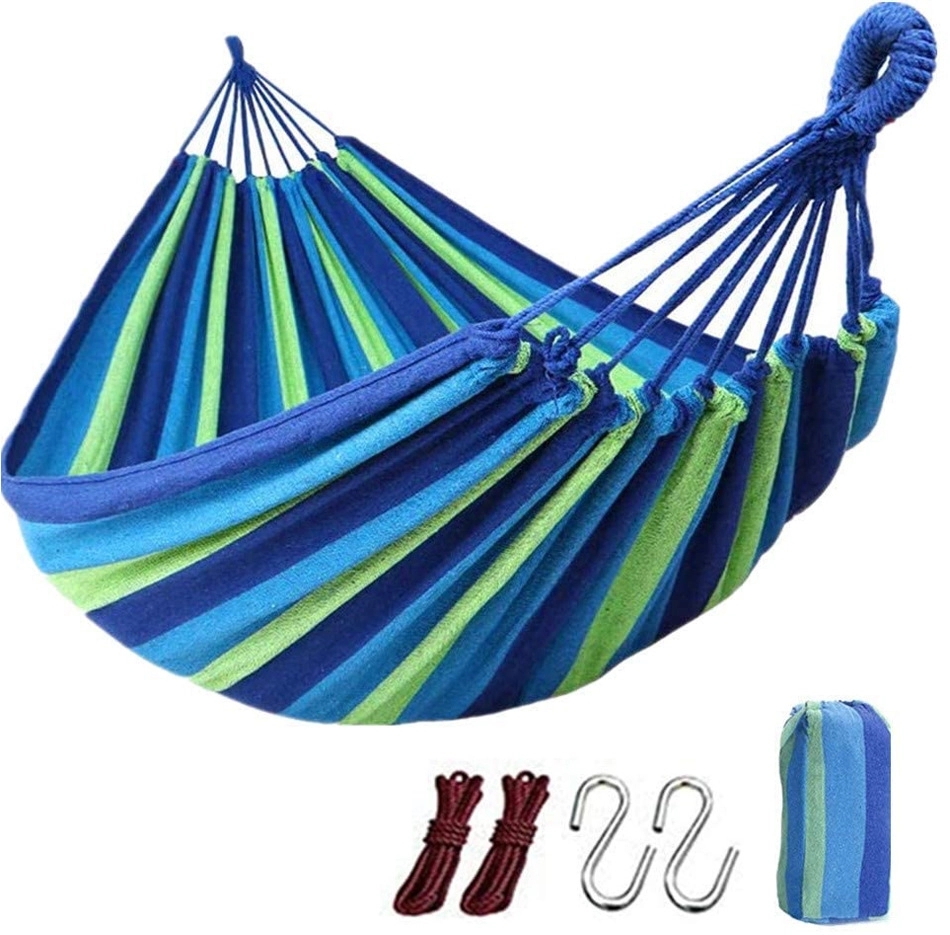 Folding Travel-friendly Canvas Hammock With Wooden Stick 5
