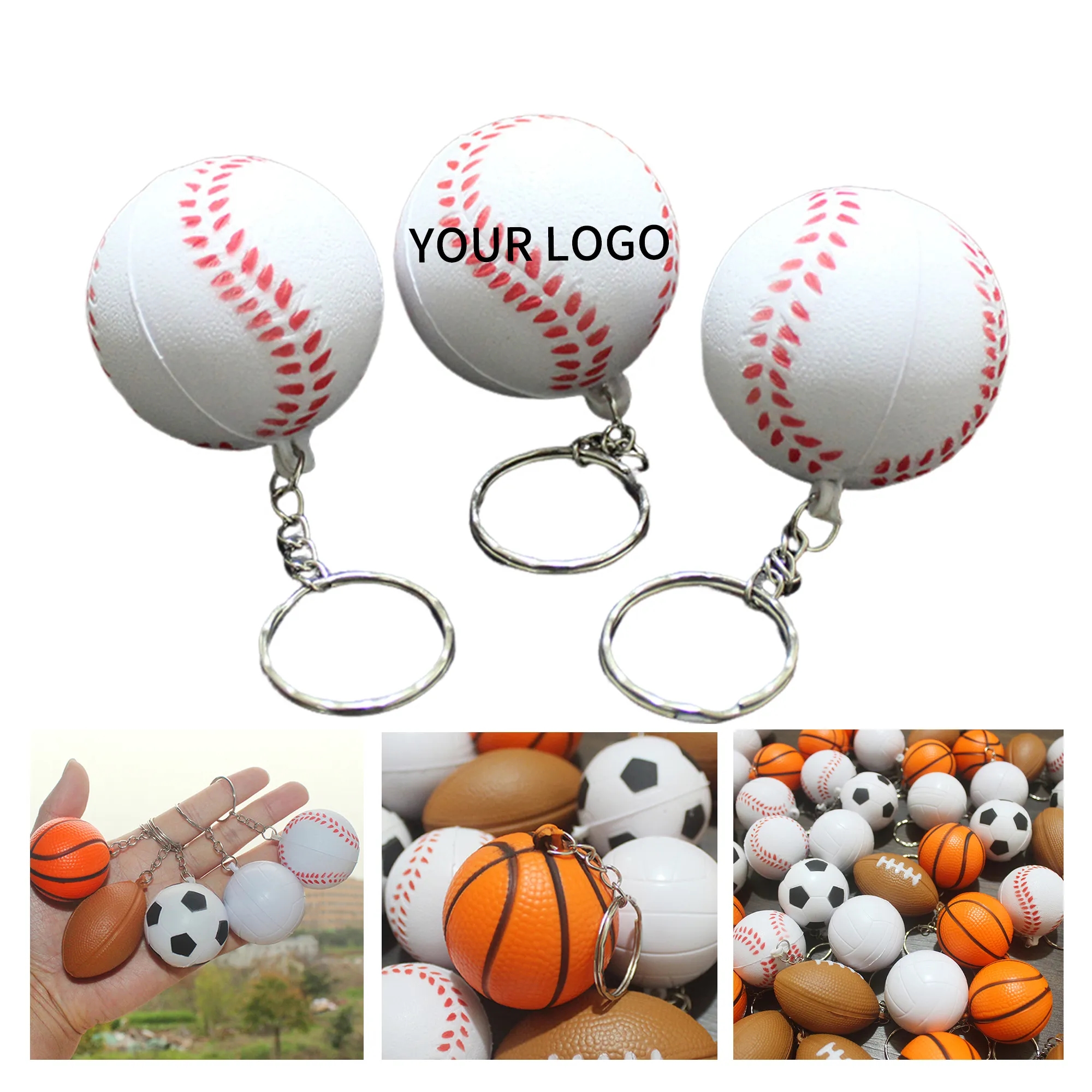 3.55 Inch Foam Sports Ball Keychain Compact and Portable 1