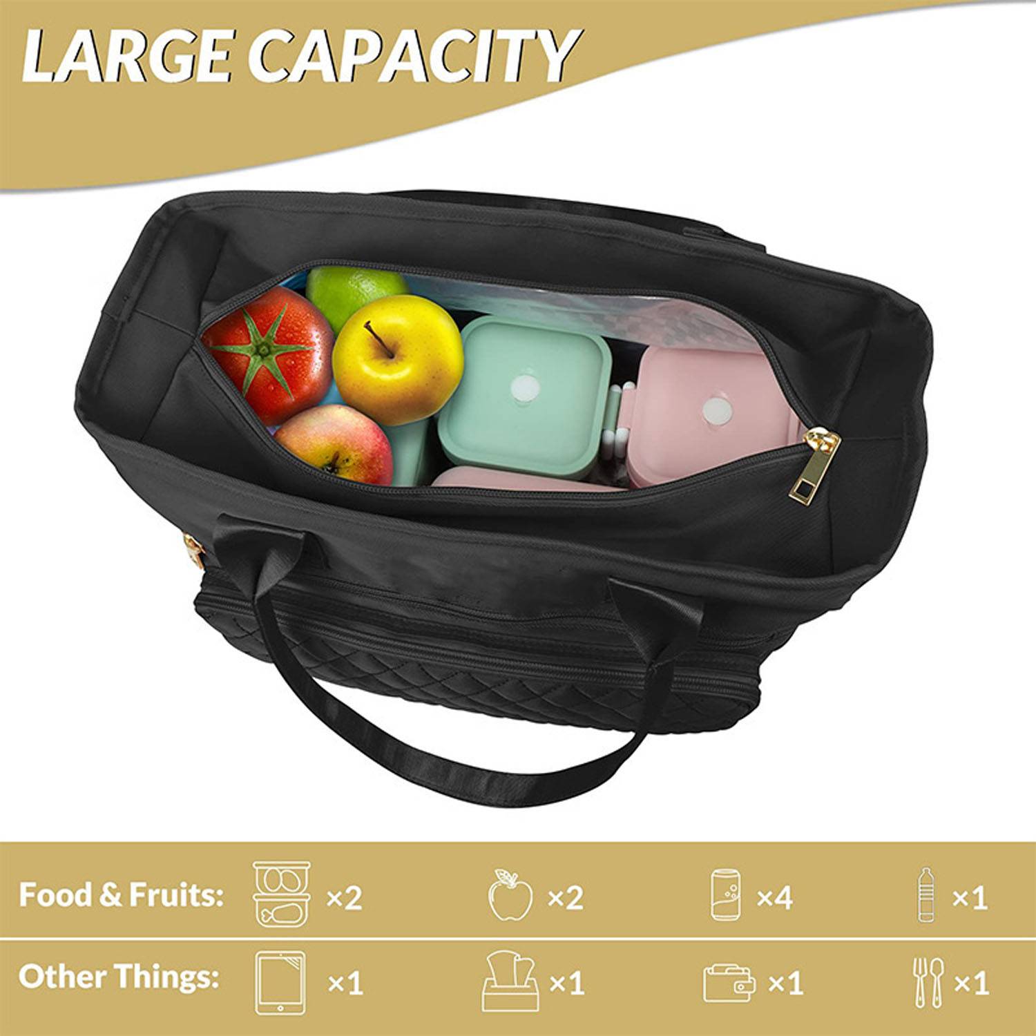 15L Insulated Lunch Tote Bag — Large Capacity & Nylon 6