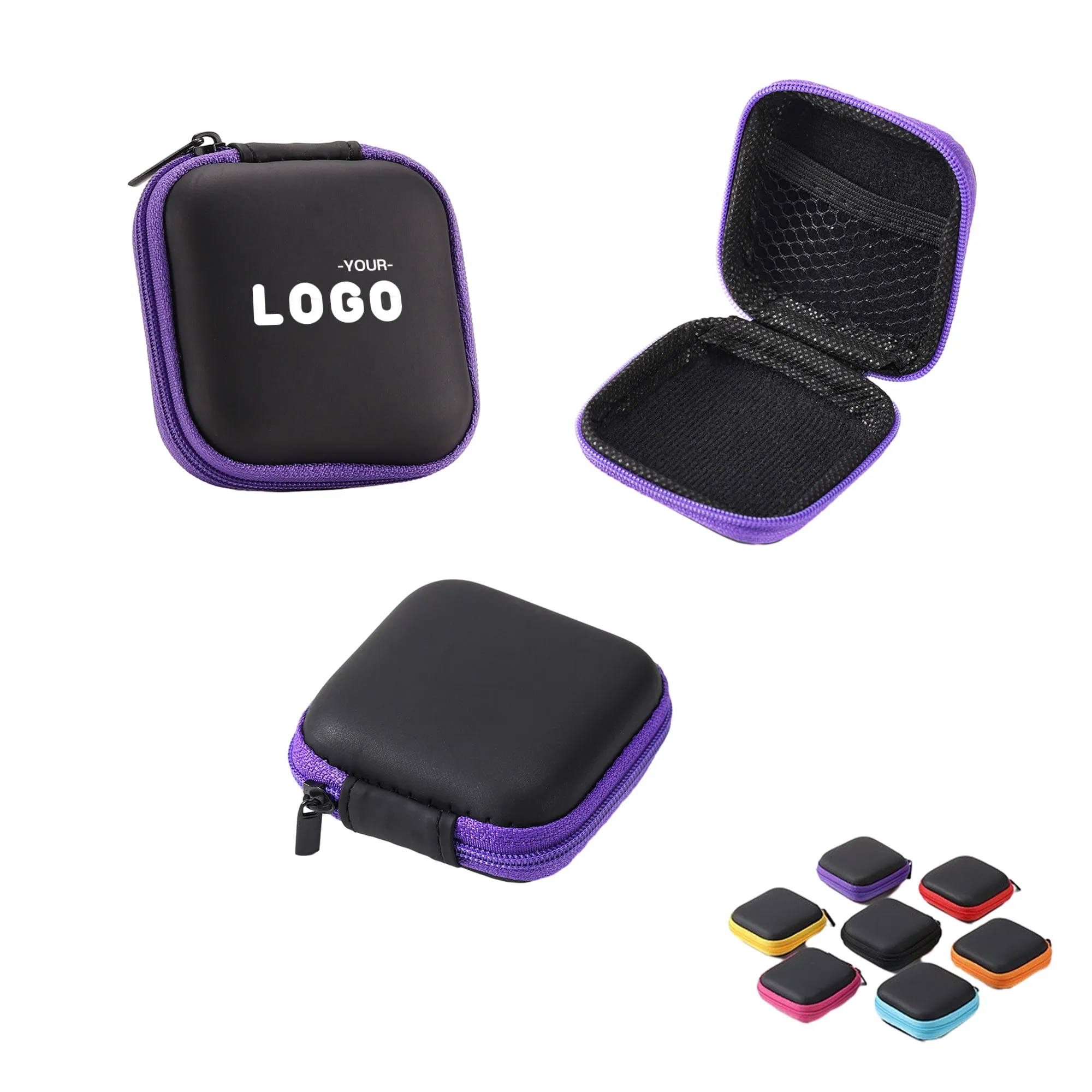 Portable Square Zipper Headphone Storage Bag 6