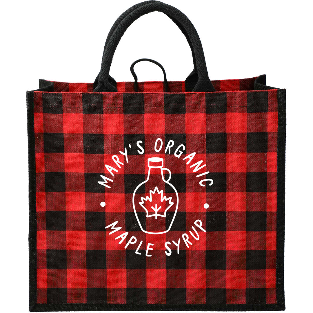 Buffalo Plaid Printed Jute Tote 7