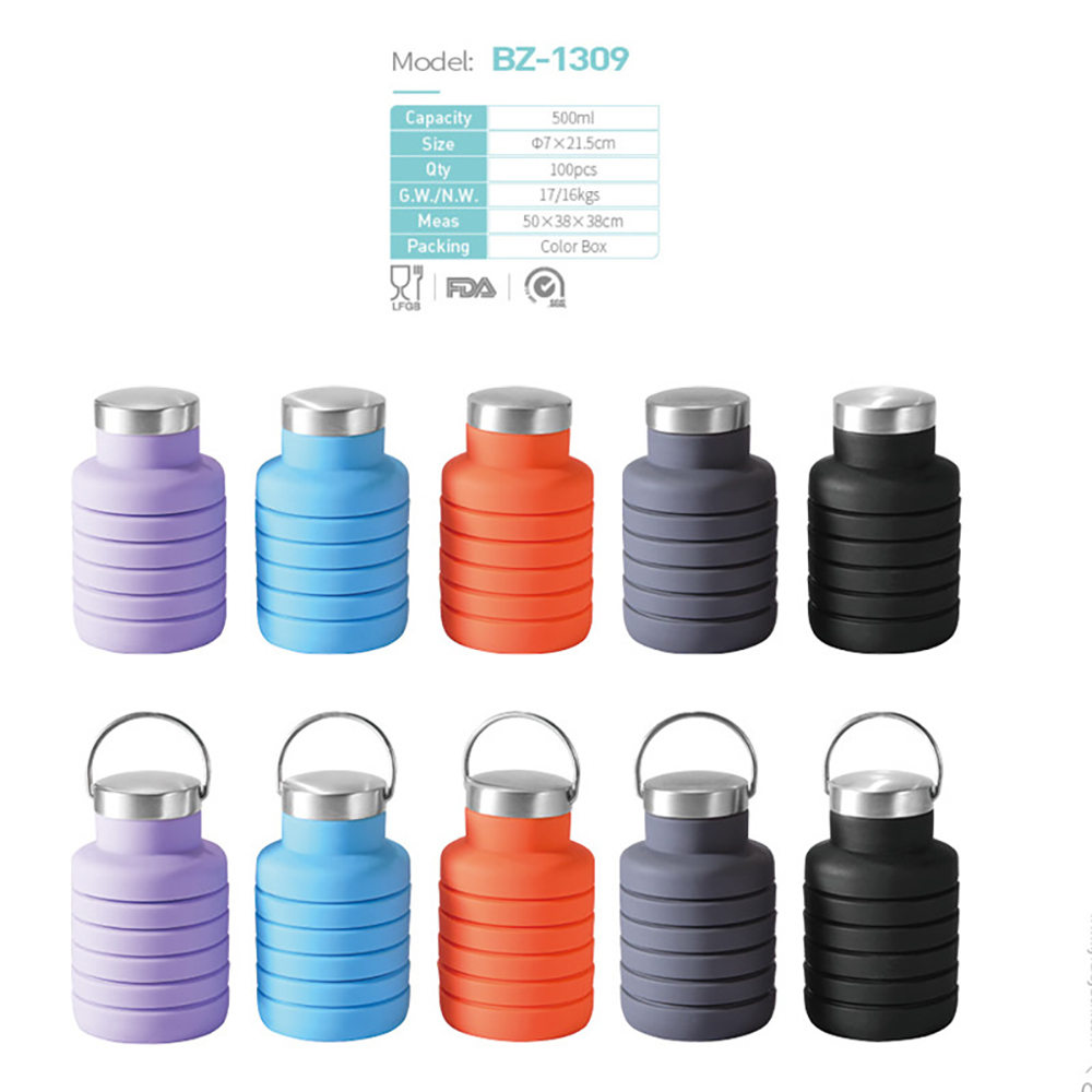 17 Oz. Silicone Collapsible Water Bottle 2