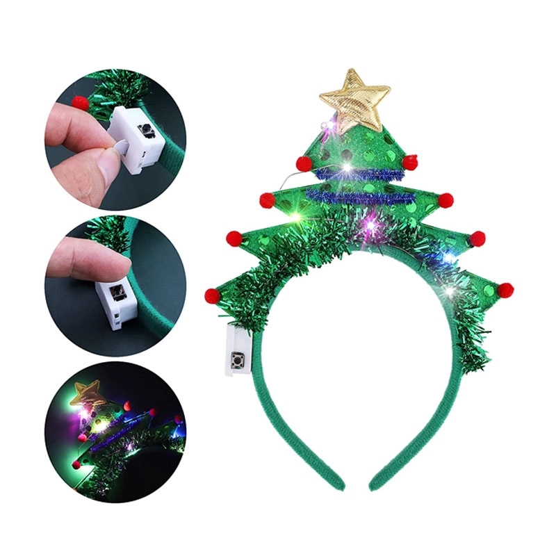 Christmas Tree Headband With Lights 2