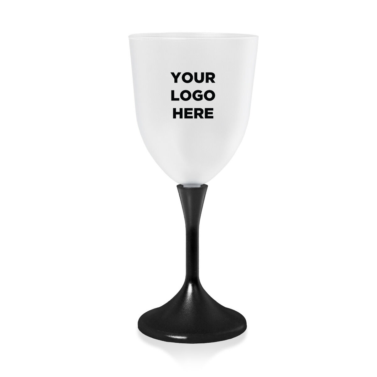 Light Up Frosted Wine Glass with Black Stem - 10 Ounce