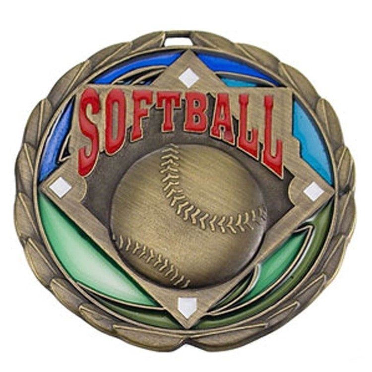 Softball Color Epoxy Medallion (2-1/2")