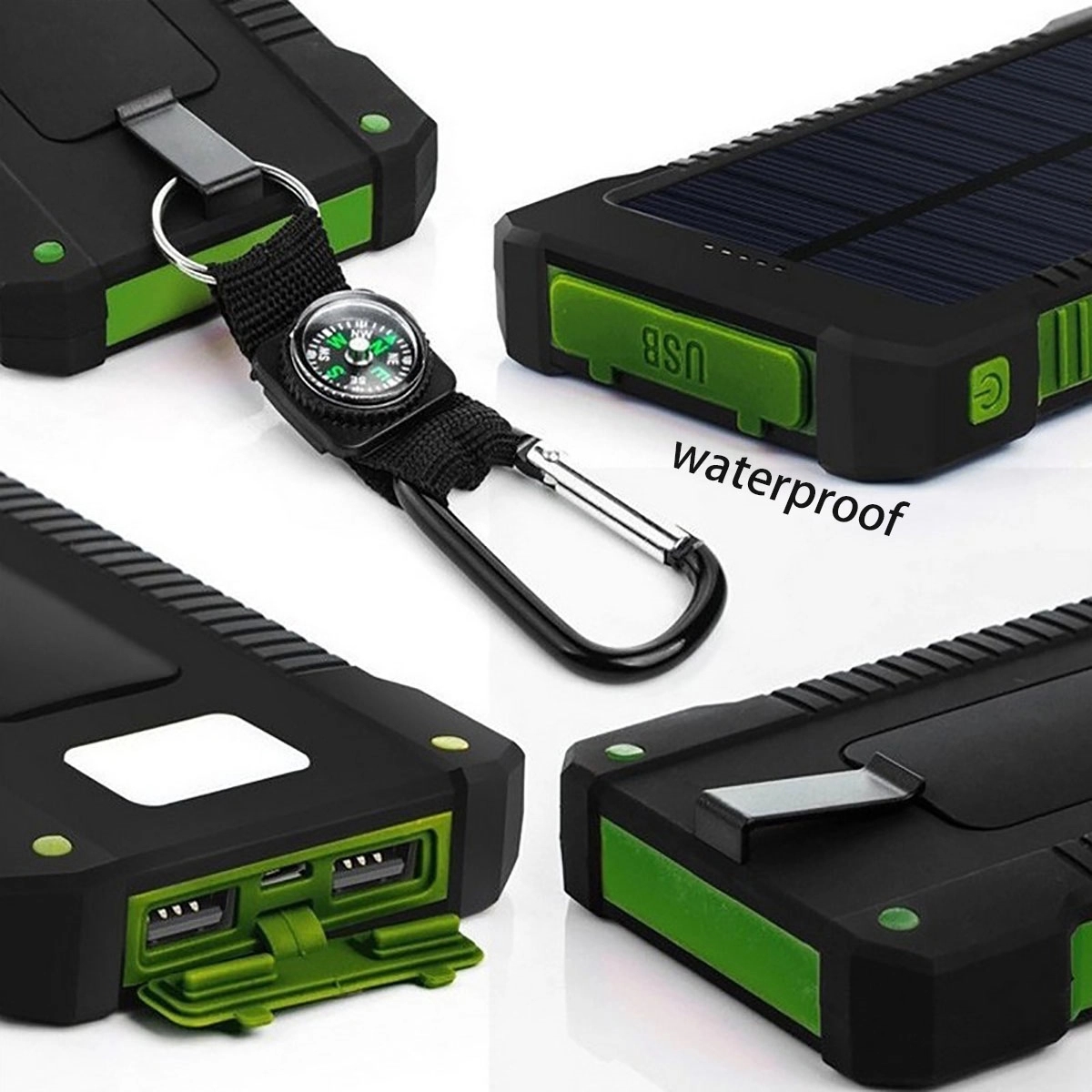 10000Mah Dual Usb With Led Flashlight Solar Power Bank 3