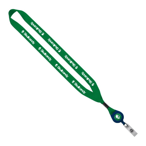3/4" Polyester Lanyard with Metal Crimp & Retractable Badge Reel 282
