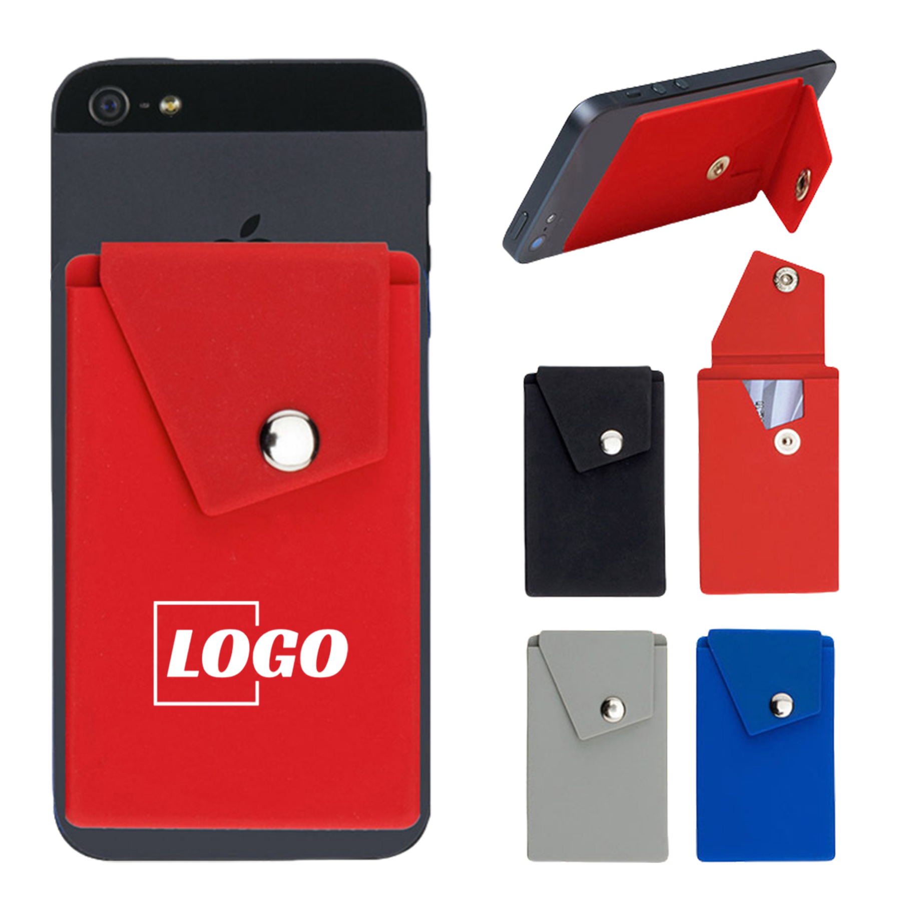 Silicone Phone Wallet Stand With Button Pocket 2