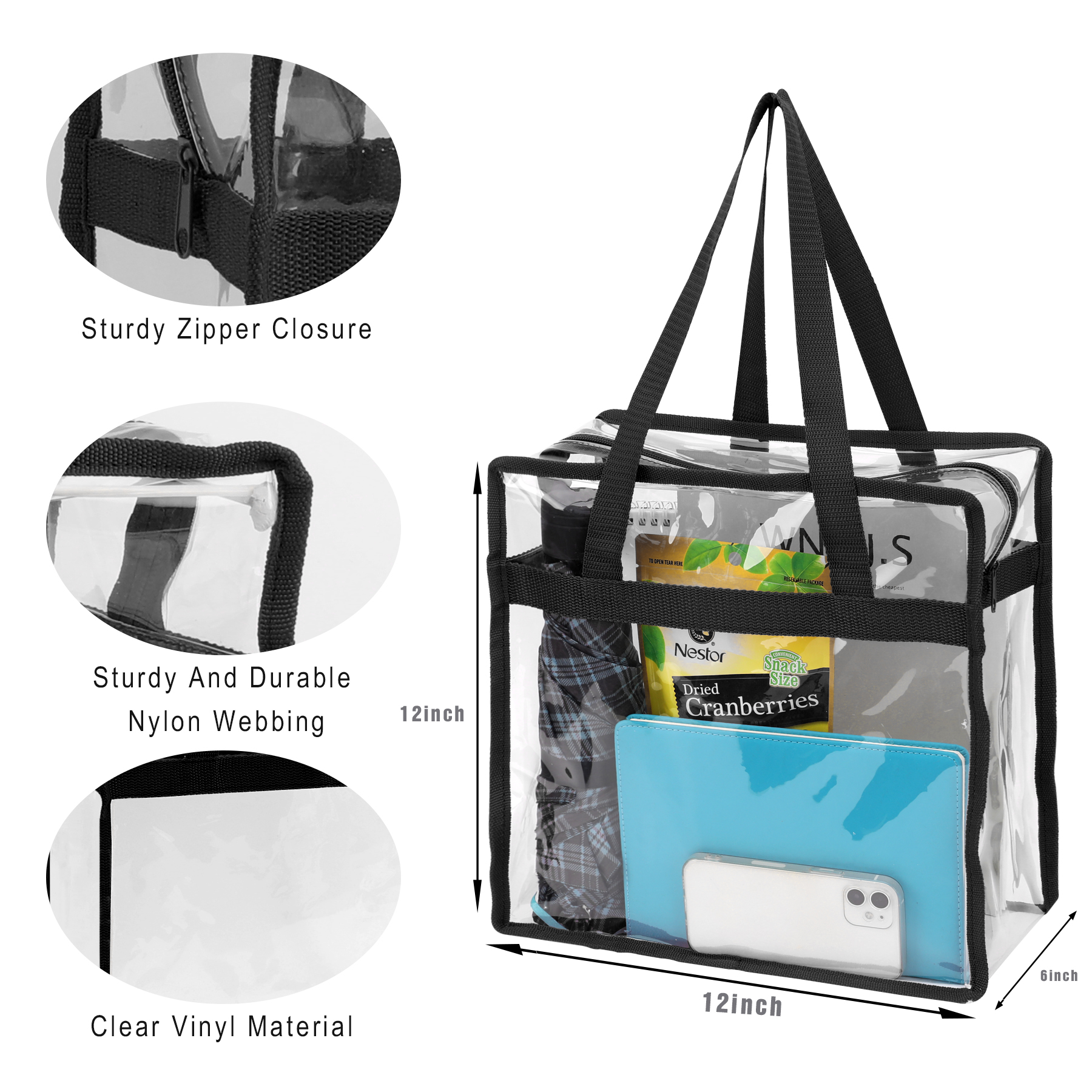 Stadium Approved Clear Zipper Tote Bag 10
