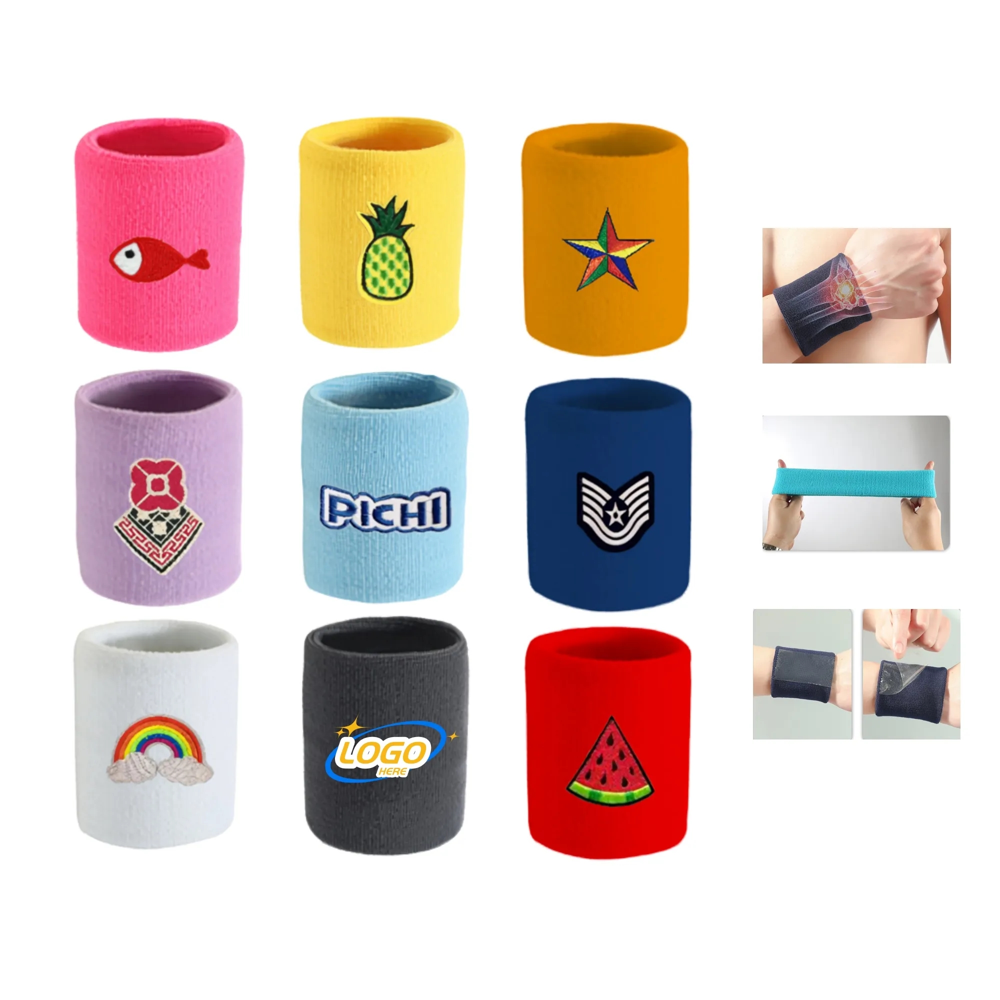 Embroidered Sweat Sports Wristband Solid Color 2