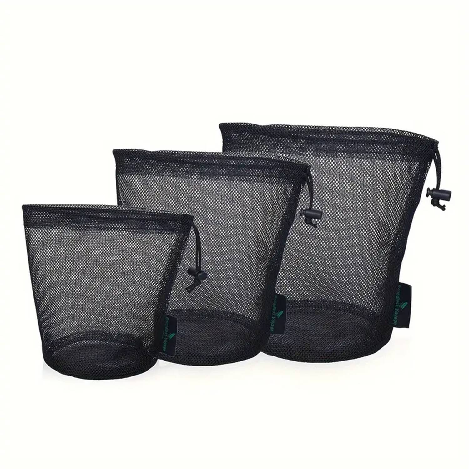 Large-capacity black nylon mesh drawstring storage bag 4