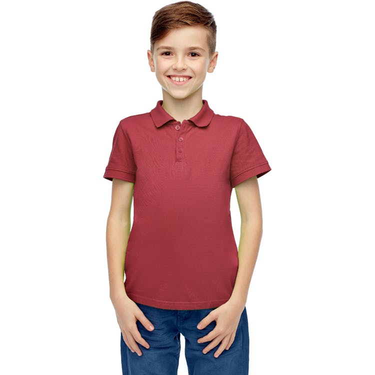 Boys' Uniform Polo Shirts - Burgundy Short Sleeve Size 4 - 7 2