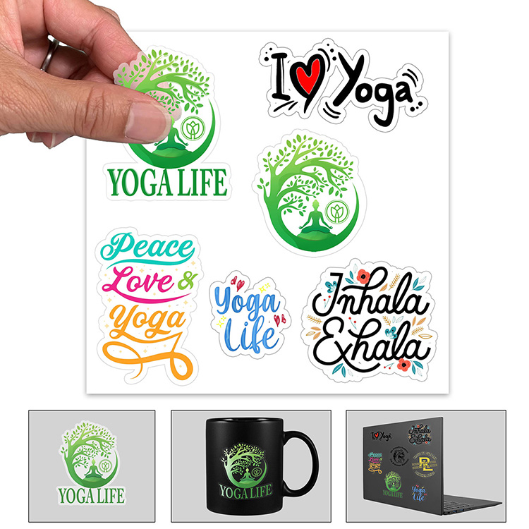"CustomCut ™" Clear Decal 4"x 6" Full Color Custom Shape Removable Vinyl Sticker Sheets 1