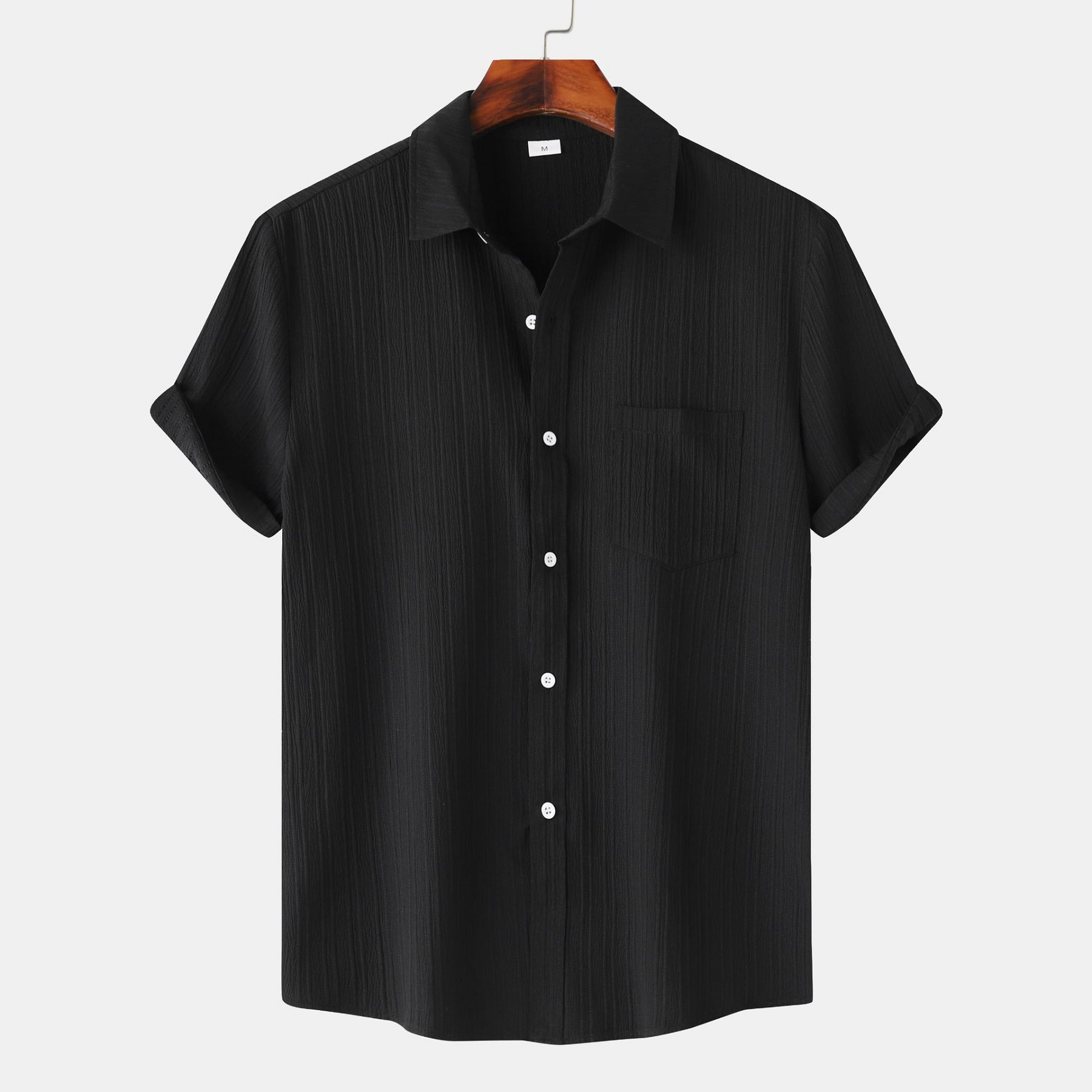 Men's Short Sleeved Solid Color Shirt Top 7