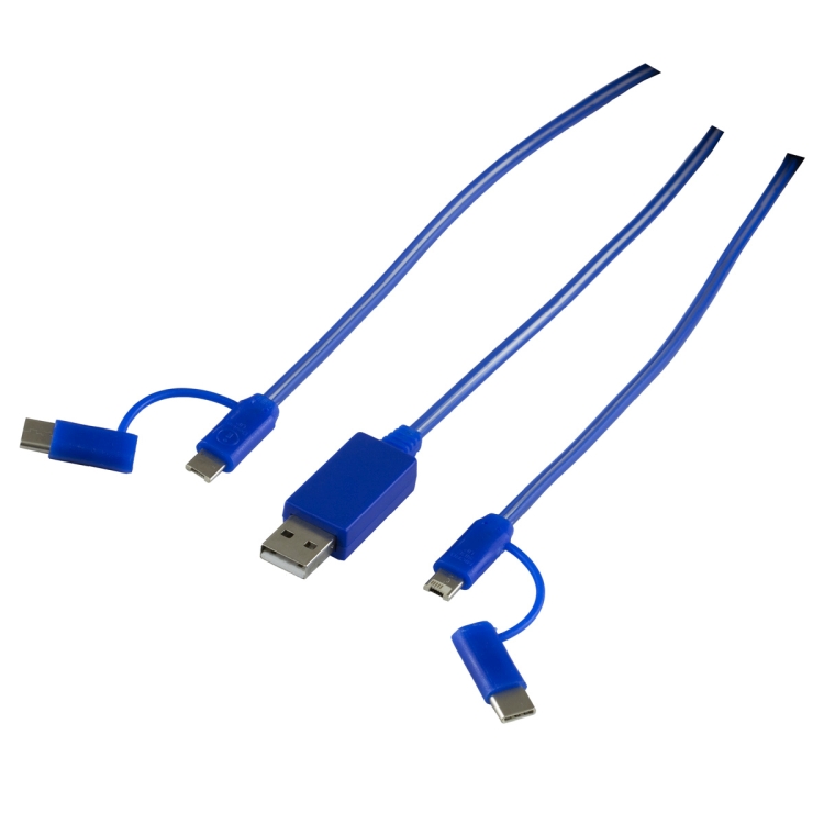 "Payson" 3-in-1 LED Lighted Cell Phone Charging Cable with Type C Adapter 9